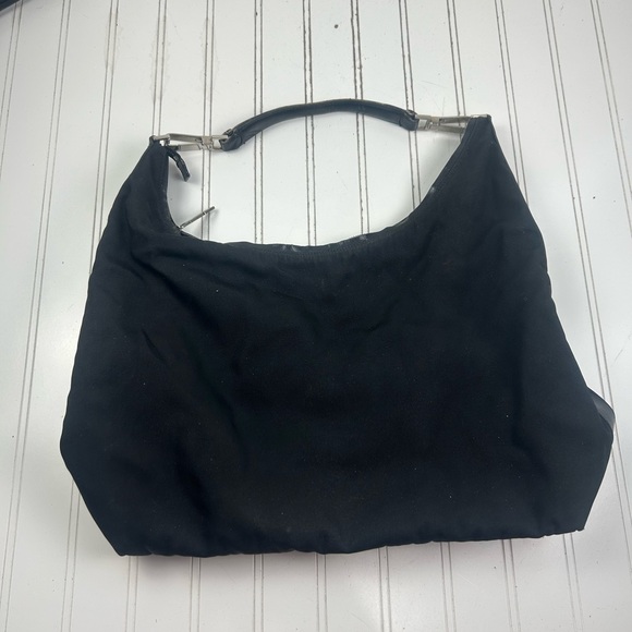 Gucci Nylon Small Shoulder Bag Black Zip Hobo Purse - Picture 2 of 13